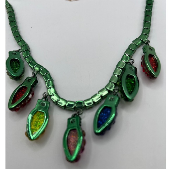 Betsey Johnson NWT Rhinestone Necklace w Multicolor Drop Charms 18" - Picture 3 of 3